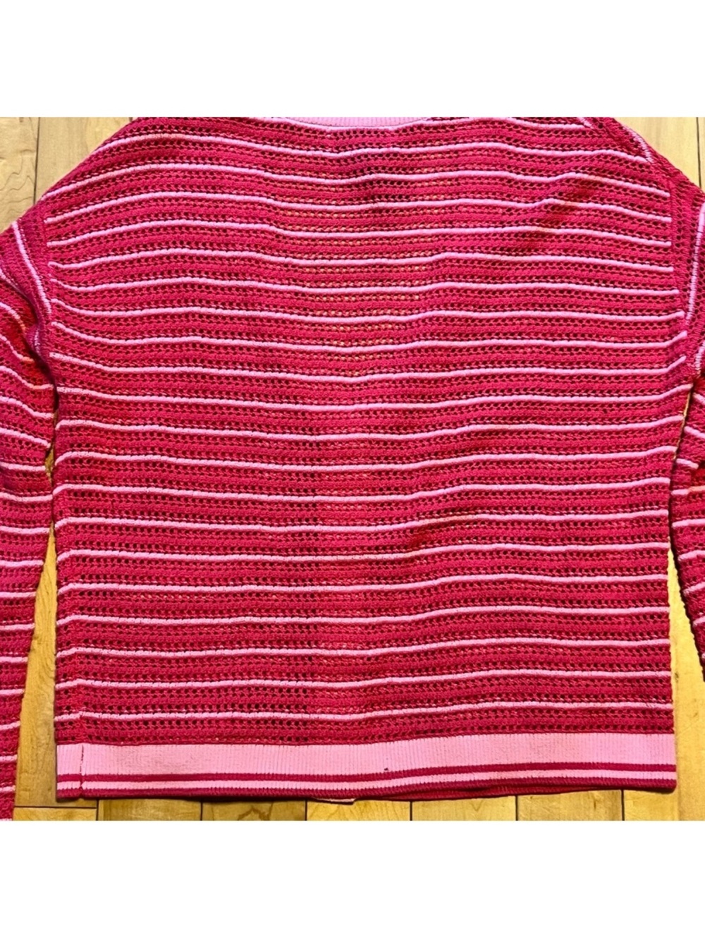 Beach Riot Gene Open Knit Cotton Cardigan Pink Striped size large - Picture 7 of 8